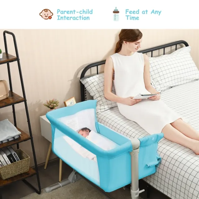 Costway foldable baby crib playpen travel infant bassinet bed deals mosquito net music w bag