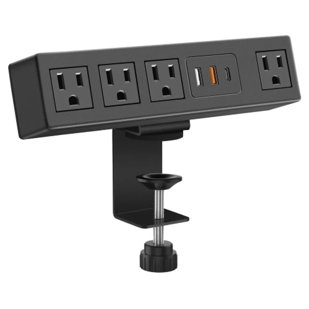 Hld Desk Clamp Power Strip With Usb A And Usb C Ports, Desktop Mount 