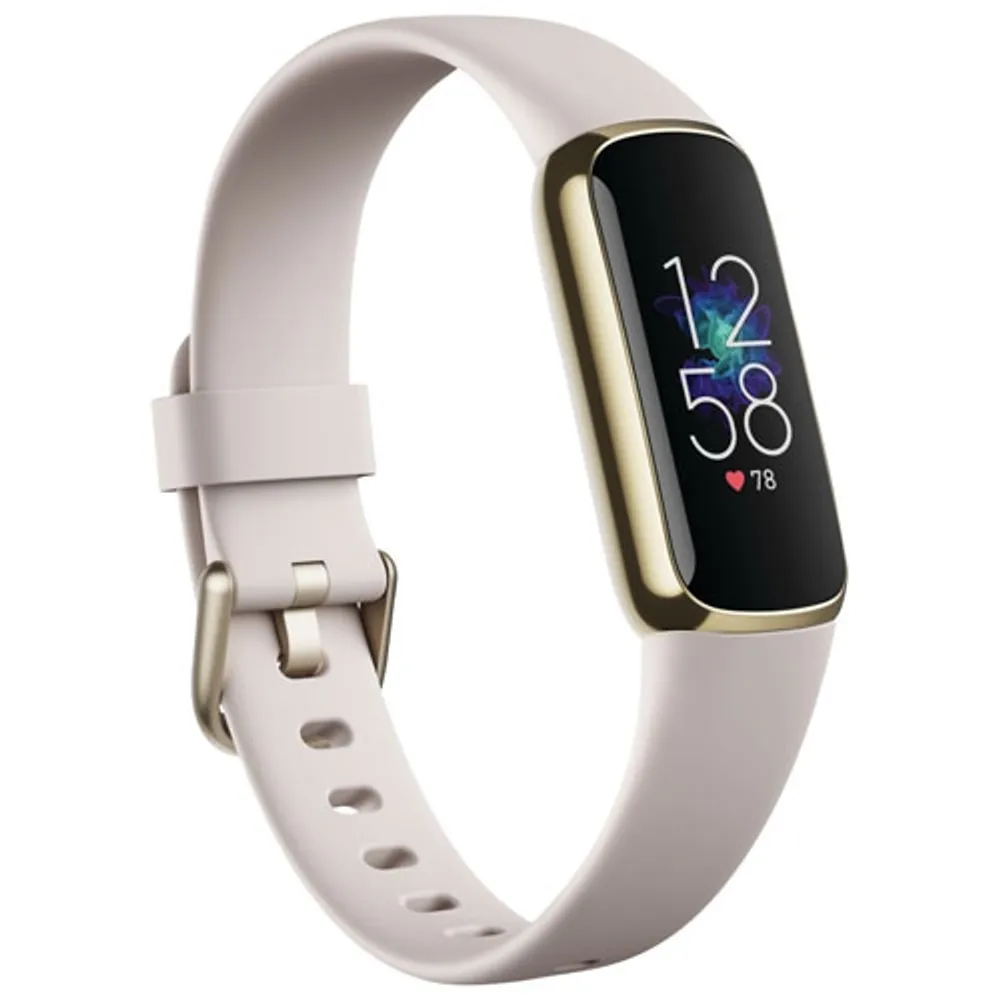 Refurbished (Excellent)-Fitbit Luxe Fitness Tracker with 24/7 Heart Rate &  Sleep - Lunar White/Soft Gold