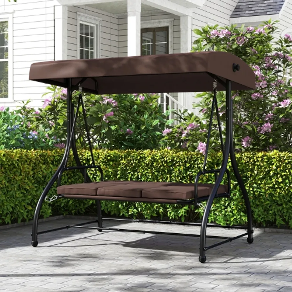 Patio swing 2025 bed with canopy