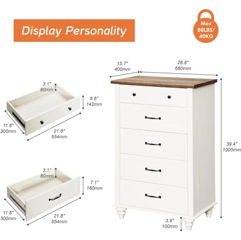 Kids white deals chest of drawers