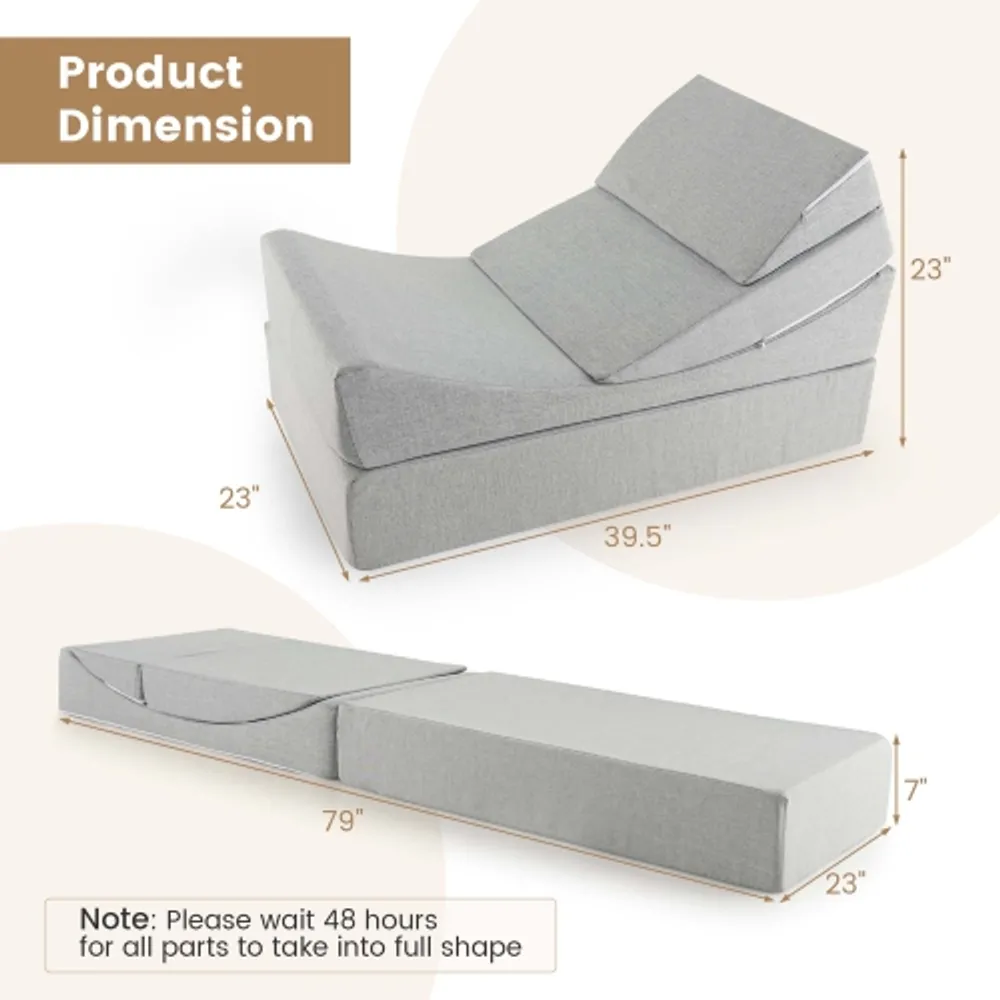 Costway convertible lounger folding sofa sleeper bed sales