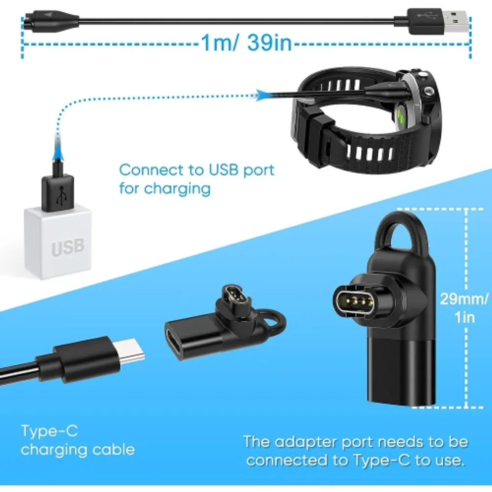 GENERIC Charger Charging Cable for Garmin Watch Vivoactive 4 S 3