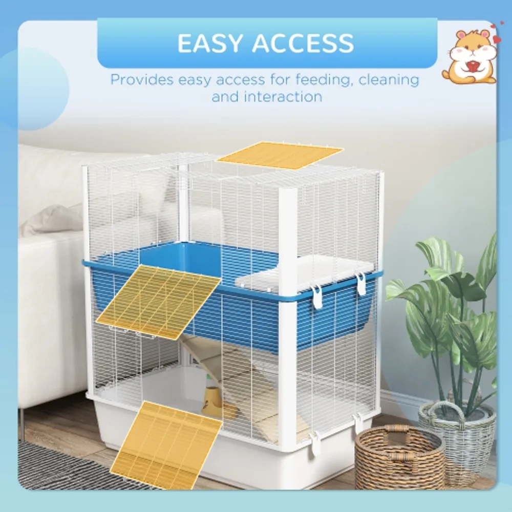 PawHut Large Hamster Cage with Accessories Rat Cage Gerbil