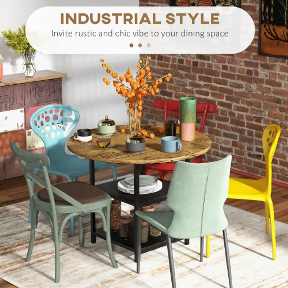 Round industrial dining table for 6 top
