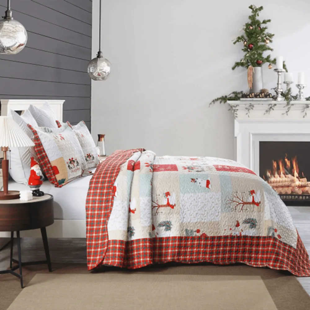 MarCielo Christmas Quilt Bedspread Set King Size Holiday Bedding