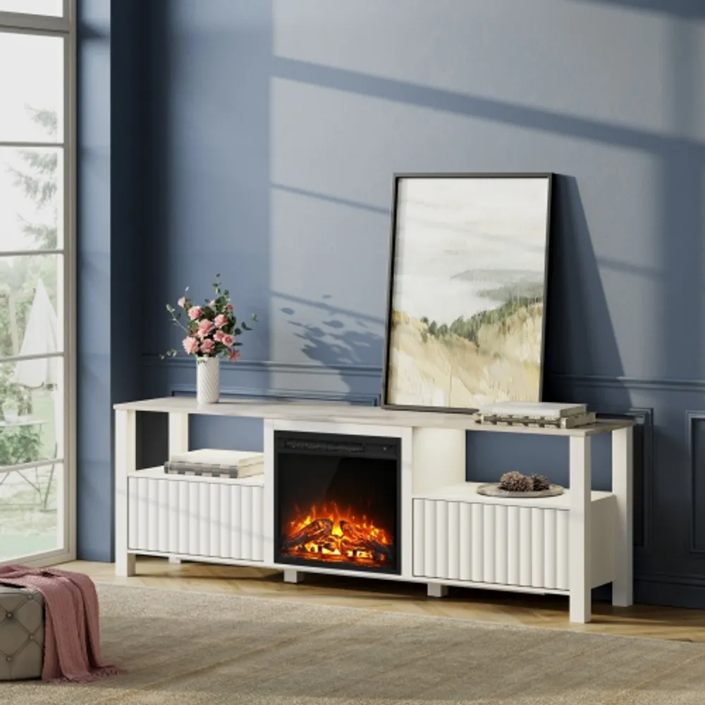 75 inch entertainment center with fireplace discount