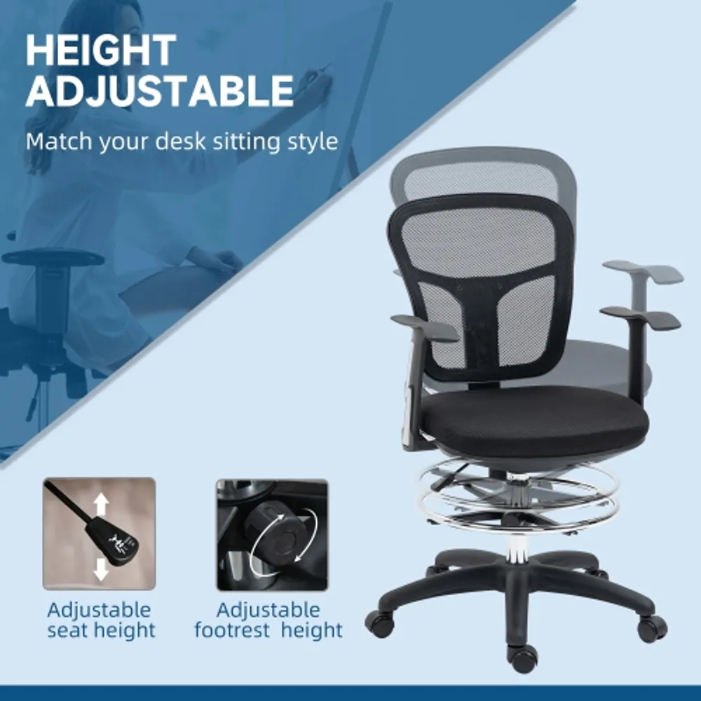 Drafting chair tall office chair for standing clearance desk drafting mesh table chair with foot ring