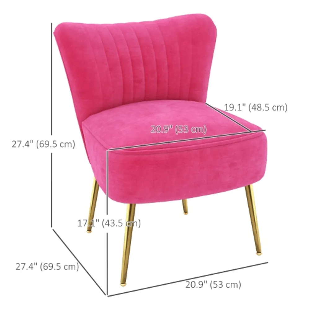 HOMCOM Modern Armless Accent Chair Upholstered Slipper Chair for
