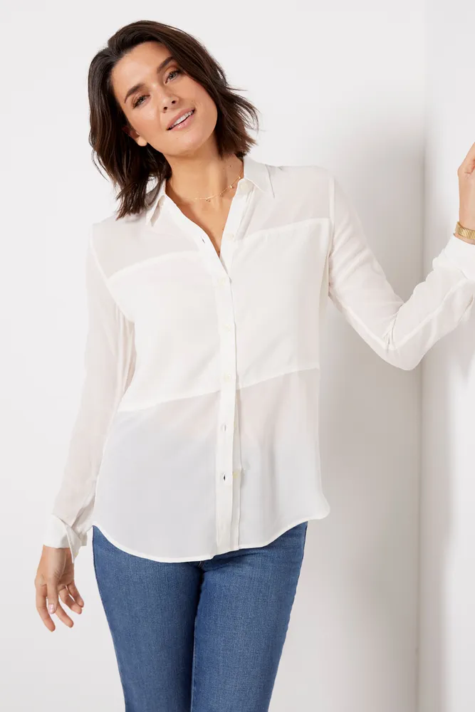 White silk button down 2025