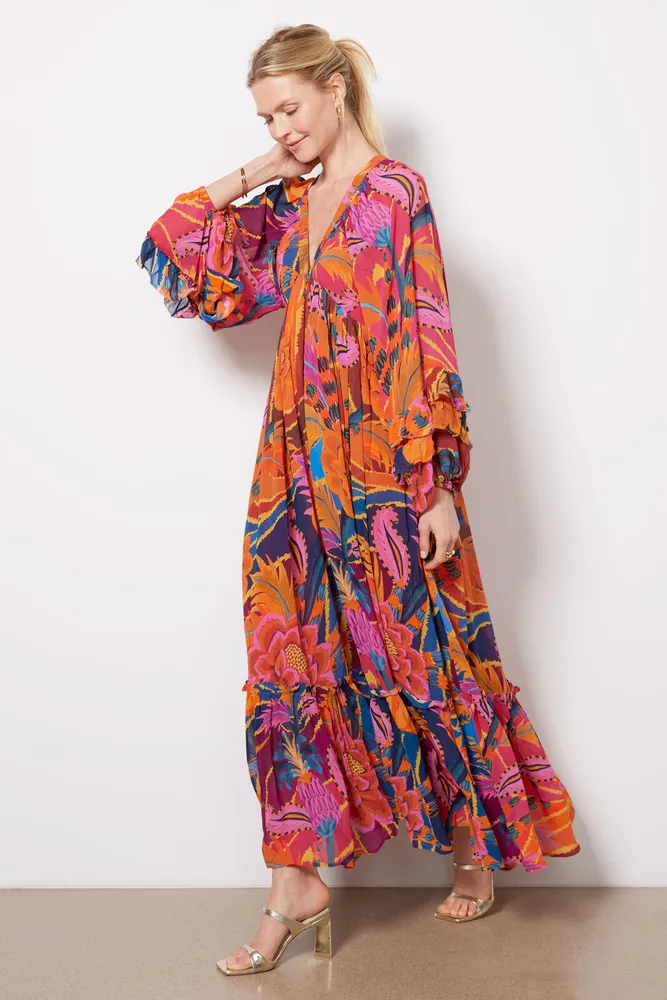 FARM RIO Vintage Wave Long Sleeve Maxi Dress The Summit at Fritz