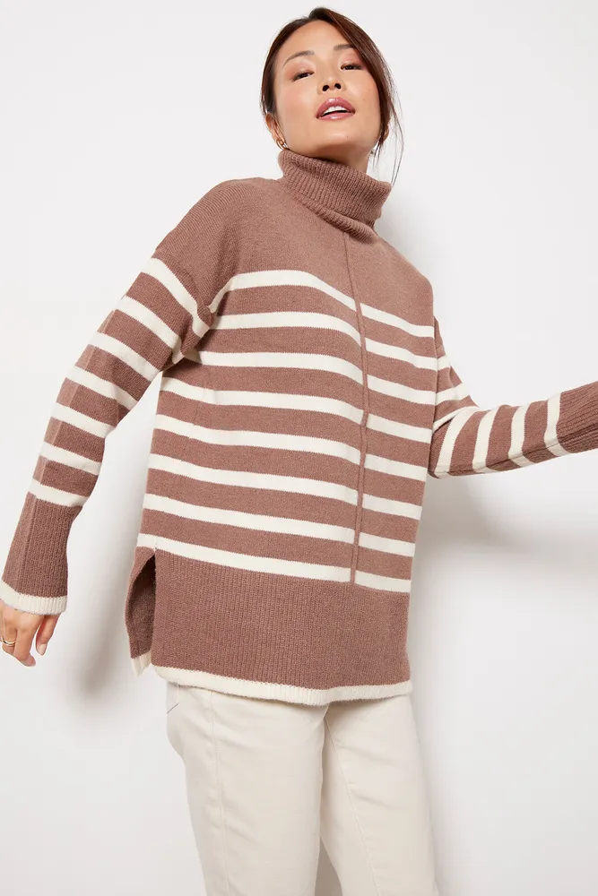 LINE AND DOT Stripe Turtleneck Pullover The Summit at Fritz Farm