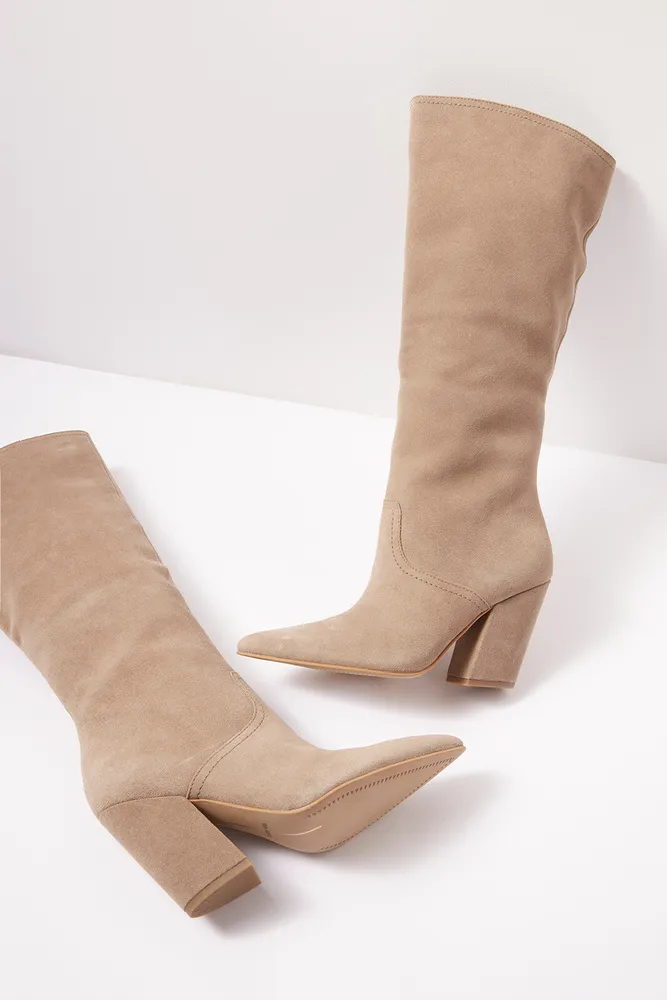 Cream suede over the knee boots on sale