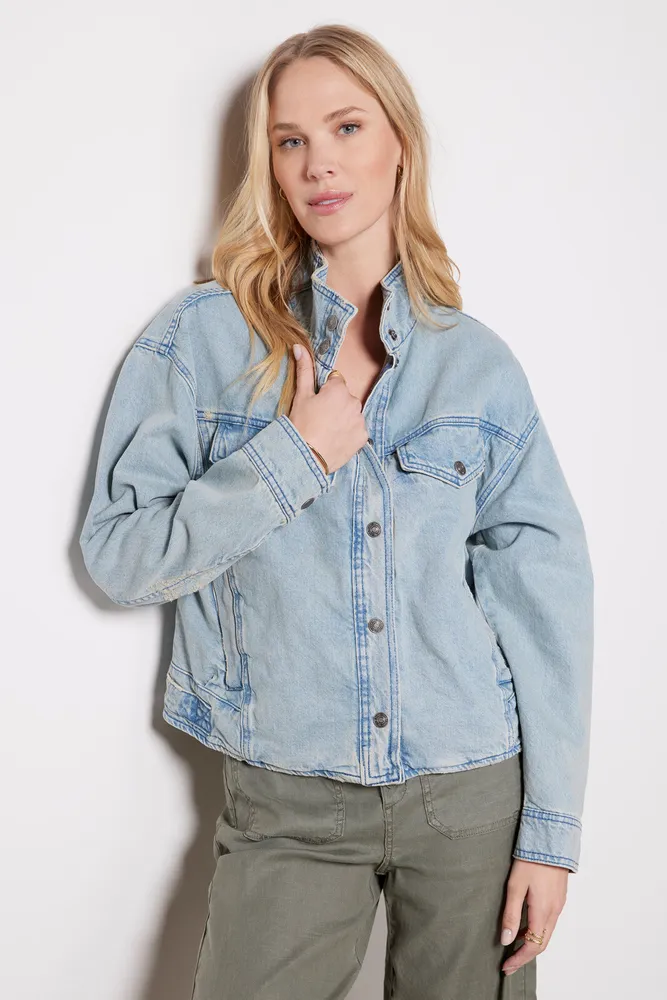 Free people long cheap jean jacket