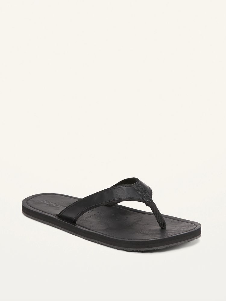 Faux leather flip flops sale