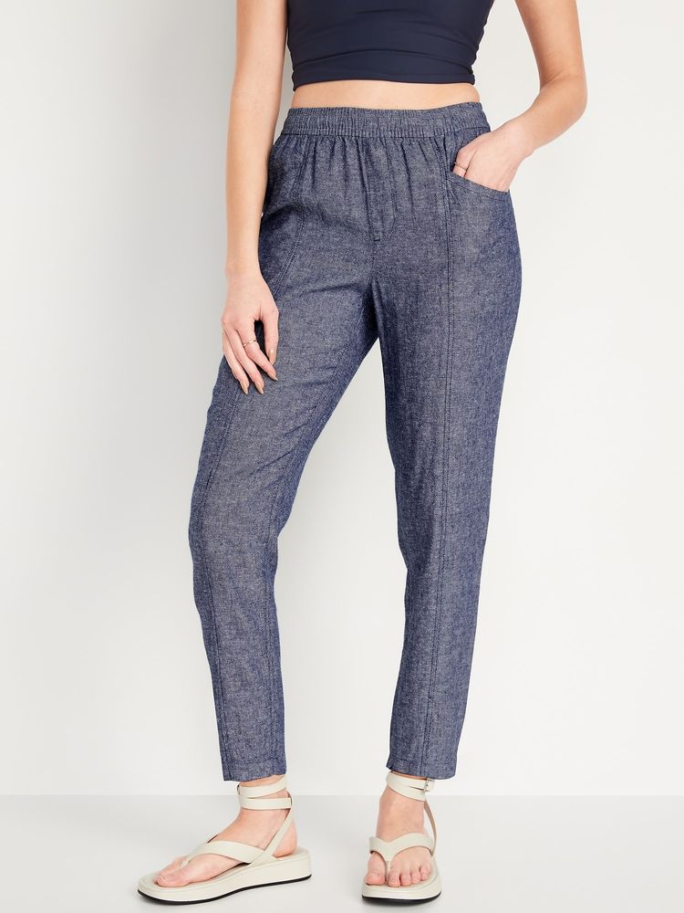 Old Navy High Waisted Cropped Linen Blend Pants for Women Plaza