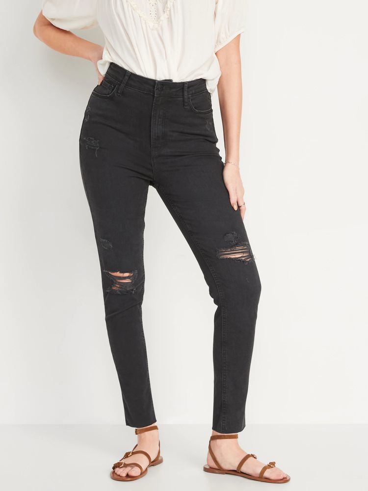 High waisted super skinny ripped clearance jeans