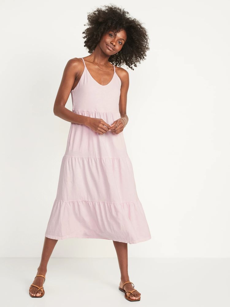 Old Navy Tiered Slub Knit Midi Cami Swing Dress for Women