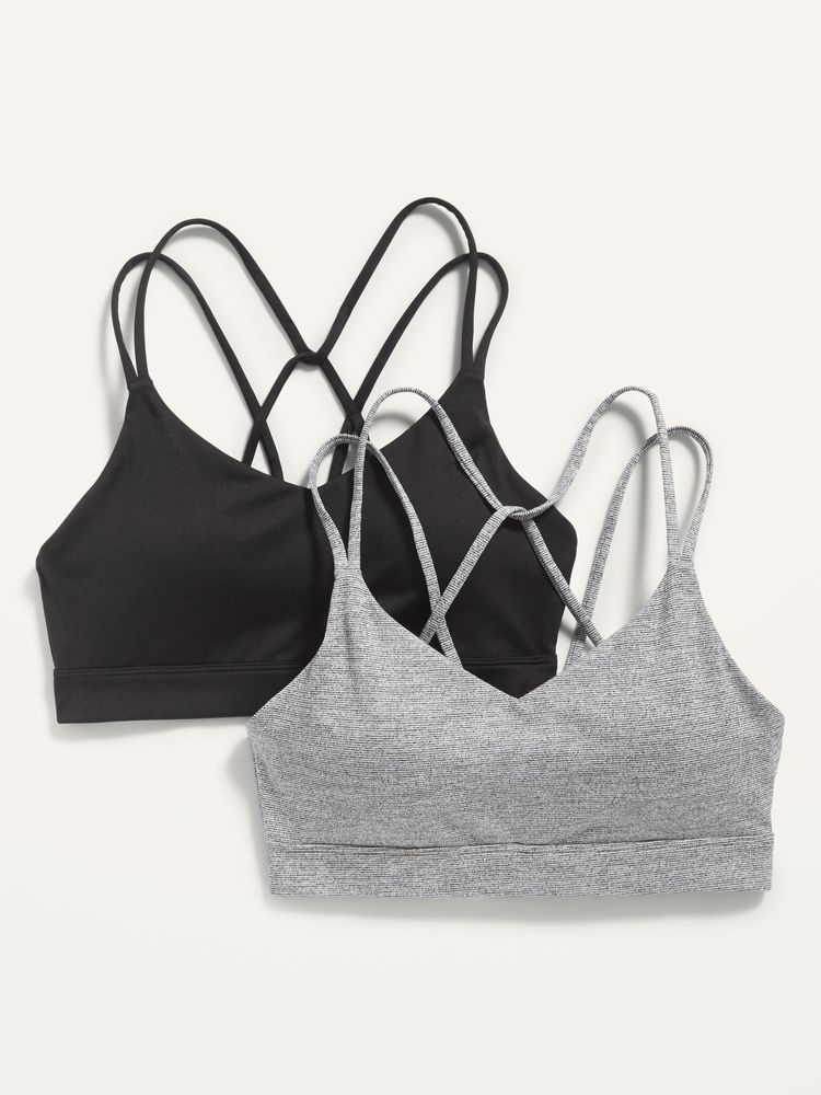 Old Navy Light Support Strappy VNeck Sports Bra 2Pack for Women