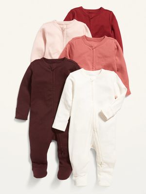 Old Navy Unisex Sleep & Play 2-Way Zip Footed One-Piece 5-Pack for Baby ...