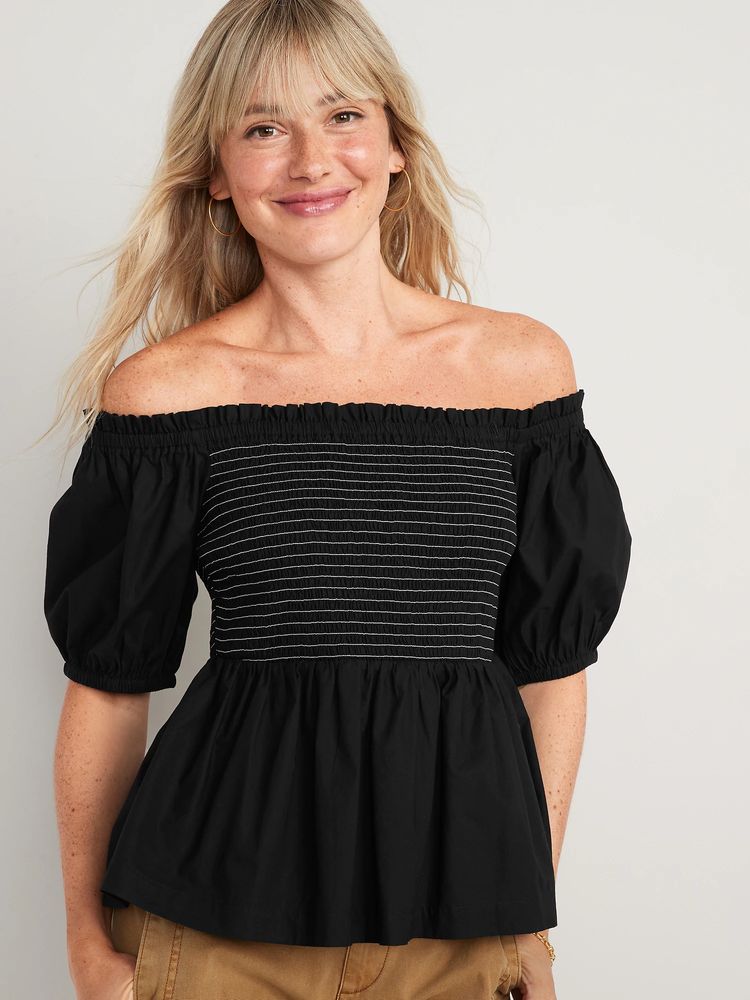 Old Navy Off-The-Shoulder Smocked Babydoll Swing Blouse for Women ...