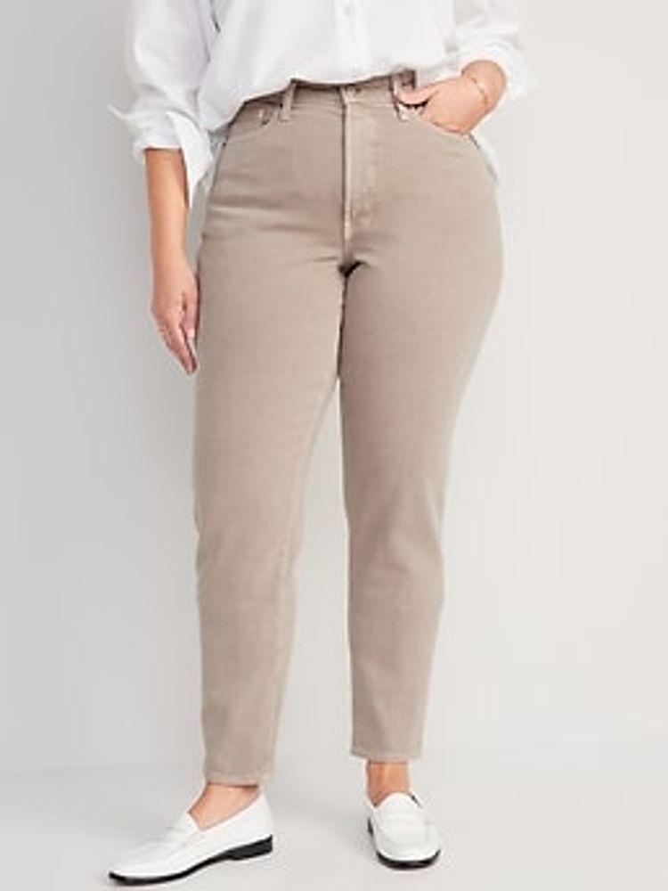 Old Navy Curvy High-Waisted OG Straight Beige Ankle Jeans for Women ...