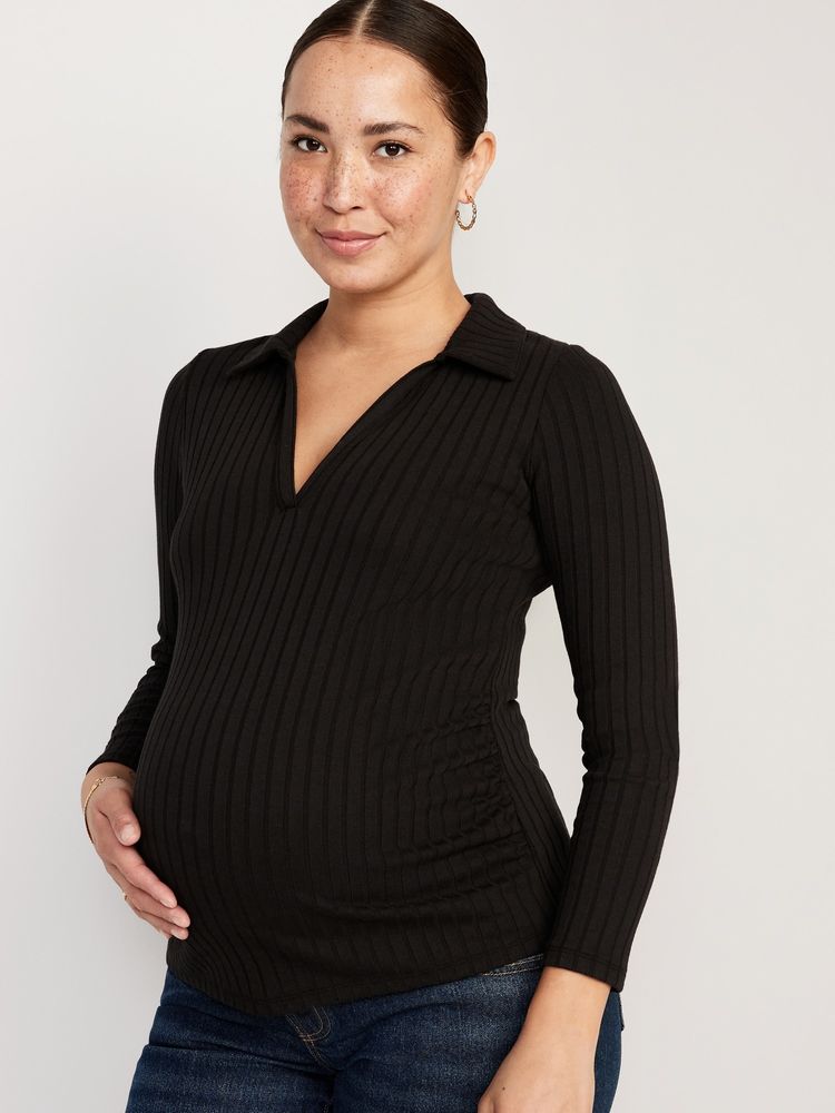 Old Navy Maternity LongSleeve Fitted RibKnit Polo Shirt Mall of