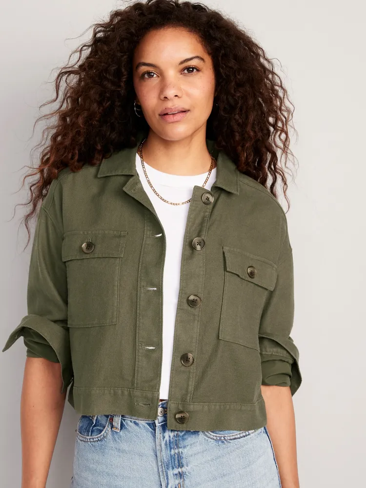 Old Navy Linen-Blend Cropped Utility Jacket for Women | Mall of America®