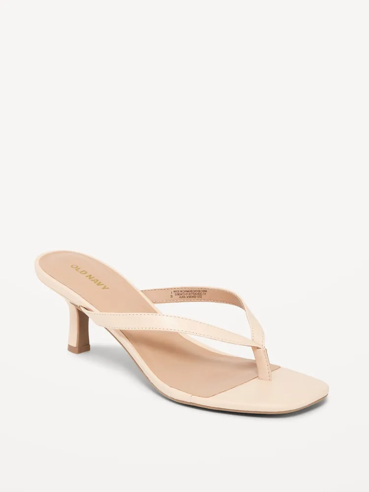 Old Navy Faux-Leather Kitten-Heel Thong Mule Sandals for Women | Mall