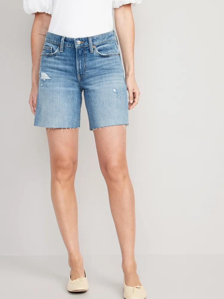 Womens denim shorts store 7 inch inseam