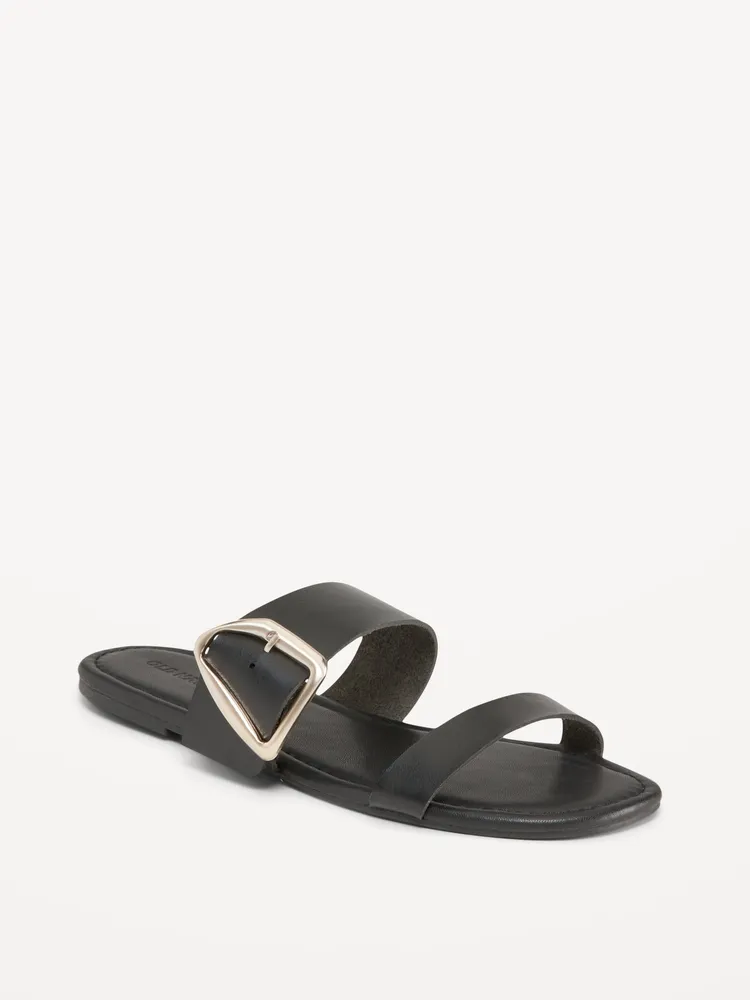 Faux leather sale double strap sandals