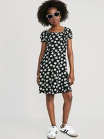 Old Navy Printed Puff-Sleeve Fit & Flare Dress for Girls | Bridge