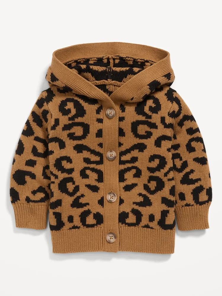 Leopard print cardigan old on sale navy