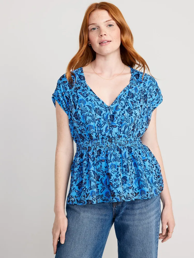 Old Navy Waist-Defined Printed Dolman-Sleeve Top for Women