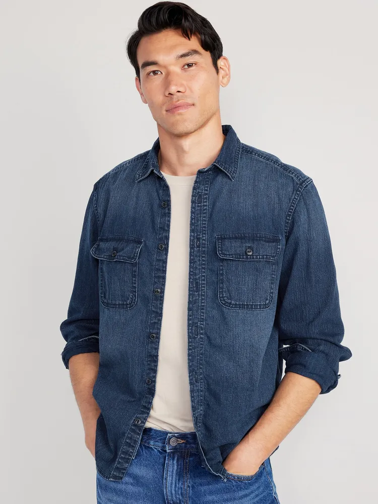 Regular Fit Jean Utility Shirt for Men