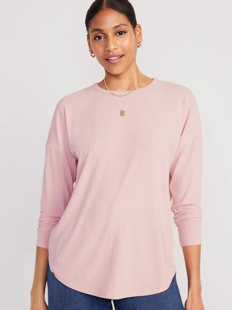 Luxe Rib-Knit Tunic T-Shirt for Women