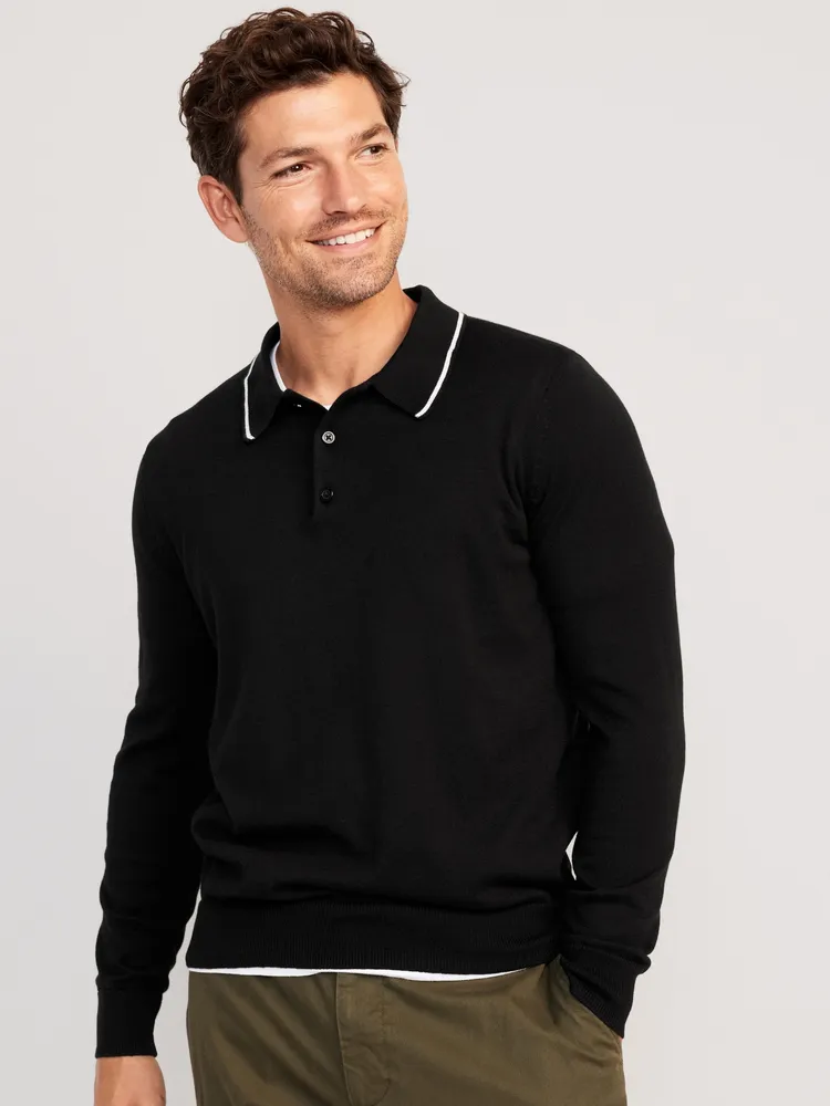 Long-Sleeve Polo Pullover Sweater for Men