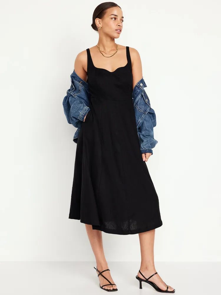 Old Navy Fit & Flare Linen-Blend Midi Dress | Hamilton Place