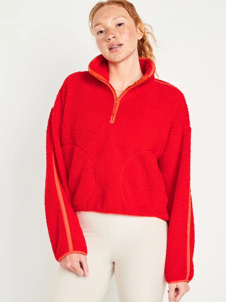 Cropped store sherpa pullover