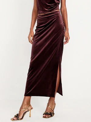 Earth Bound Trading Purple Embroidered Velvet Panel Maxi