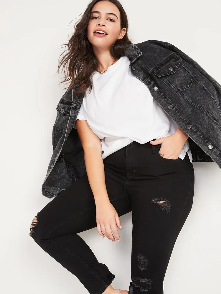 Mid rise best sale black ripped jeans