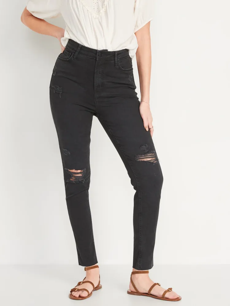 Jeans with one knee hot sale rip