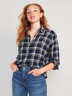 women's plaid boyfriend shirt