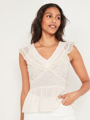 lace flutter sleeve top