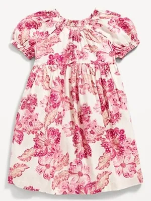 Old Navy Matching Puff-Sleeve Floral-Print Fit & Flare Dress for