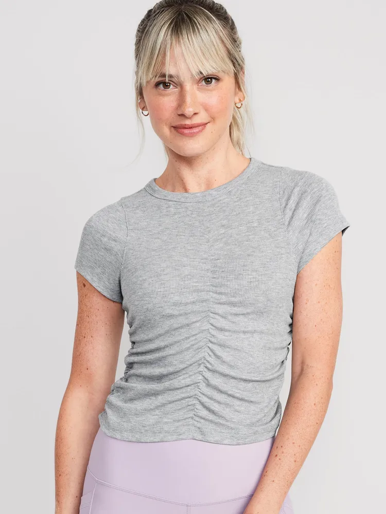 Old Navy UltraLite Rib-Knit Ruched T-Shirt for Women | Upper