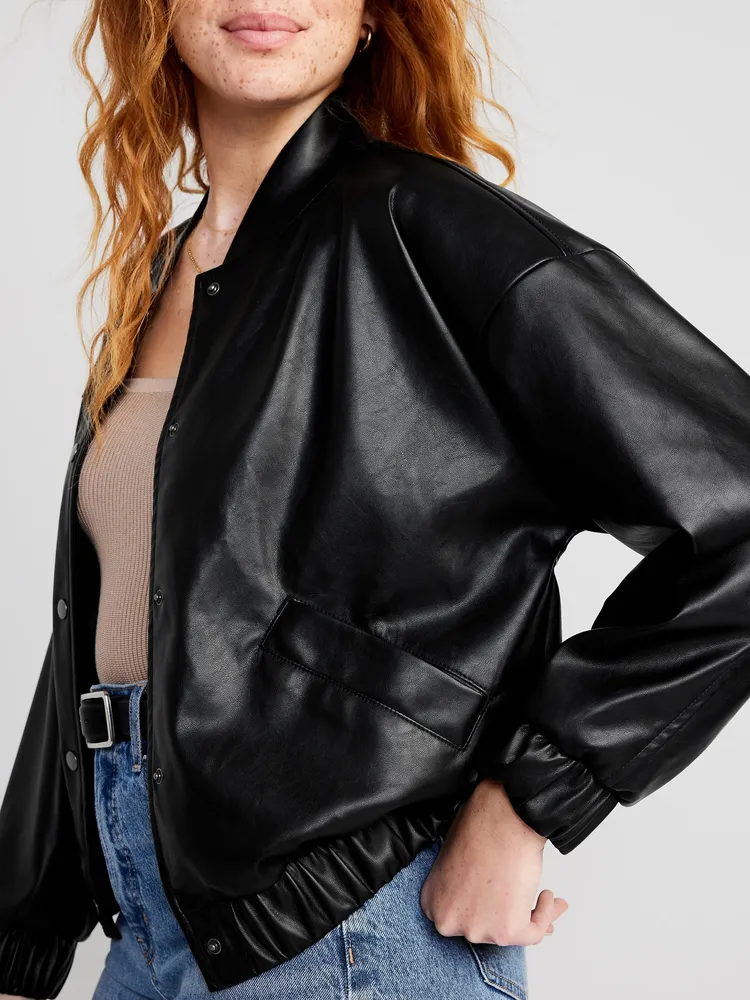 Faux leather bomber jacket on sale women