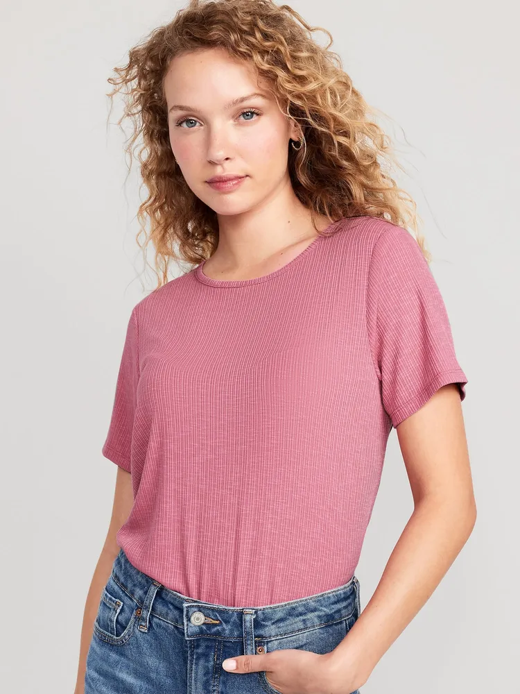 Old Navy Luxe Ribbed Slub-Knit T-Shirt for Women | Bramalea City