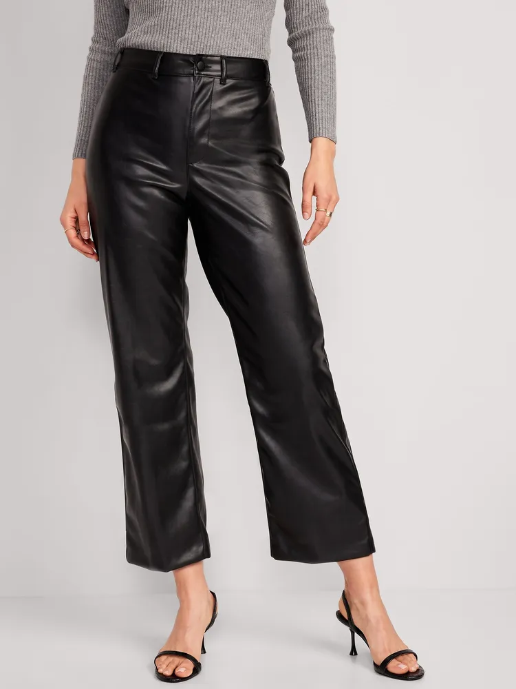 Navy faux hot sale leather trousers