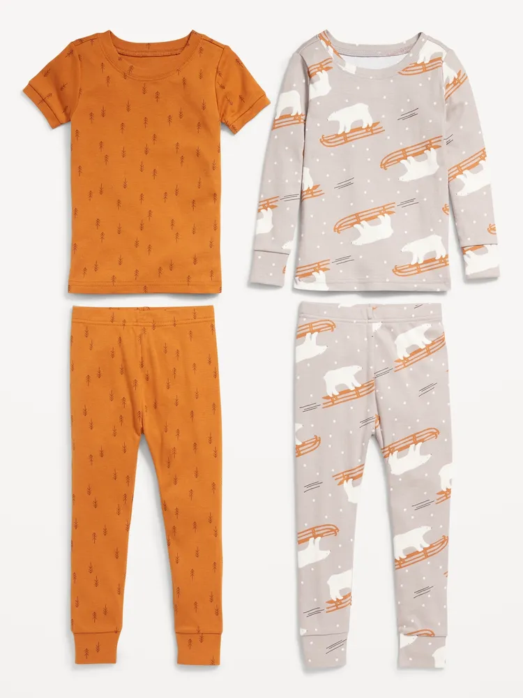 Old Navy Unisex 4 Piece Printed Snug Fit Pajama Set for Toddler